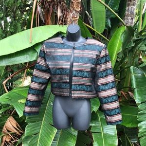 Patra brocade striped bolero with power shoulders